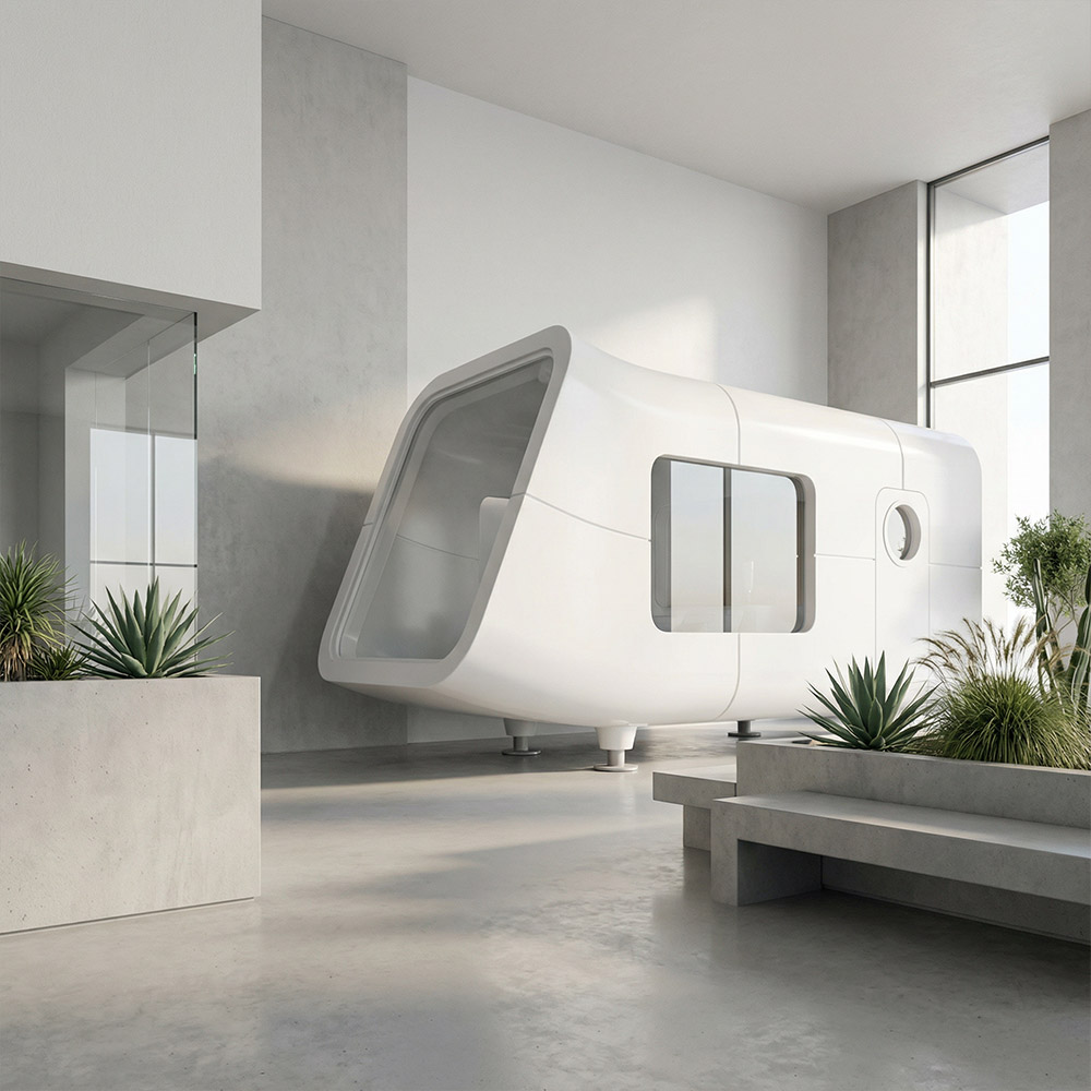Jednovrstvová odnímateľná kapsula Apple Cabin s nepravidelným tvarom
